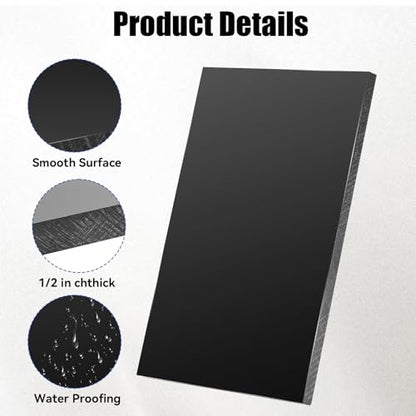 HDPE Plastic Block 1/2in Black Plastic Block 12x8In Perfect for Diverse DIY Crafts Industrial Machining and Home Improvement Projects - color: Black, size: 12x8x0.5In