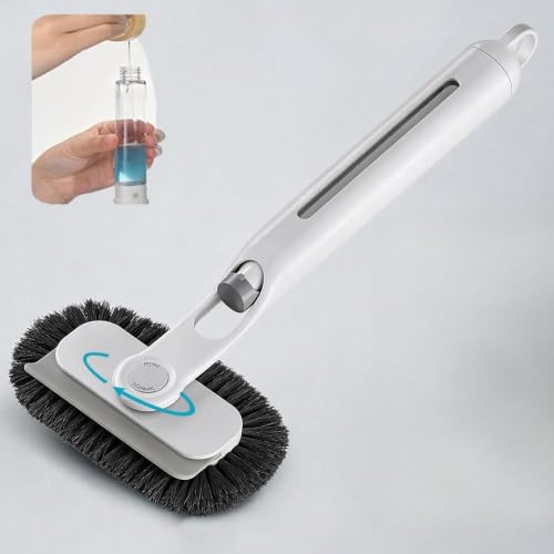 Brush with Short Handle, Bristle Scrubber Broom with Squeegee, Cleaning Brush
