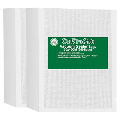 O2frepak Big Gallon 12"x16" Vacuum Sealer Bags 200ct for Food Storage - size: 12"x16"Plus Gallon Size(200count)