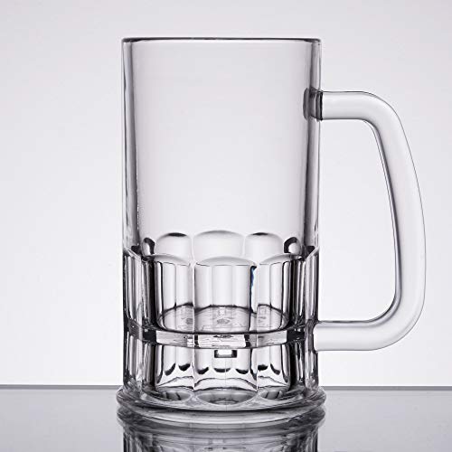GET 12 oz Clear Plastic Beer Mug with Handle (Set of 4) - size: 12 Ounce, style: Set of 12
