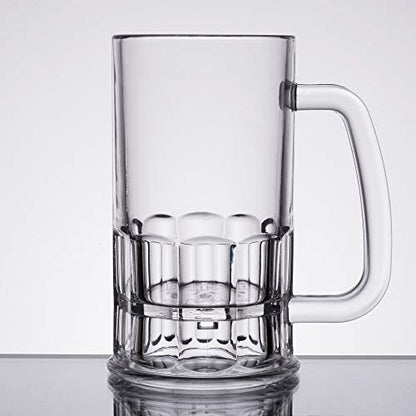 GET 12 oz Clear Plastic Beer Mug with Handle (Set of 4) - size: 12 Ounce, style: Set of 12