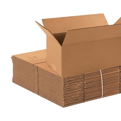 BOX USA 1686 Long Corrugated Cardboard Box 16" L x 8" W x 6" H, Kraft, For Shipping, Packing and Moving (Pack of 25)
