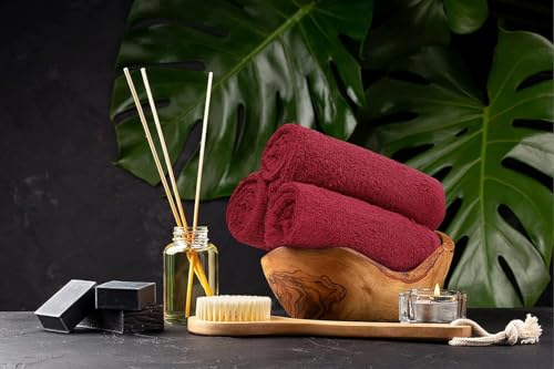 Salon Towels – Pack of 24 (16"x27") 100% Cotton Ring Spun (Not Bleach Proof) Ultra Soft, Highly Absorbent Hand Towels – Bulk for Spa, Gym & Salon (Burgundy) - color: Burgundy