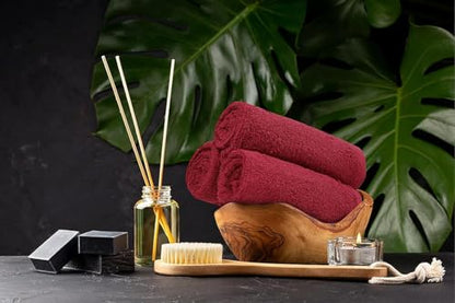 Salon Towels – Pack of 24 (16"x27") 100% Cotton Ring Spun (Not Bleach Proof) Ultra Soft, Highly Absorbent Hand Towels – Bulk for Spa, Gym & Salon (Burgundy) - color: Burgundy