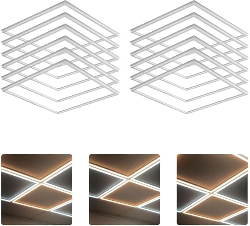 FlipLed 12 Pack 2X2 FT Edge-Lit Frame LED Panel Lights,5CCT Selectable 3000K-6500K, 2600/3900/5200LM,20W/30W/40W Switch, Grid Drop Ceiling Lights,0-10V Dimmable, Damp Rated,100-277V,ETL Listed