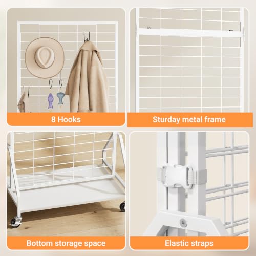ELYKEN Foldable Grid Wall Panels, 5.7 x 2 FT Movable Gridwall Display Rack - color: White, size: 2'w-1 pack