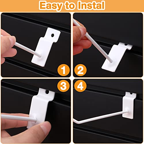 Moxweyeni 50 Packs Slatwall Hooks 4 Inch 6 Inch, White - color: White