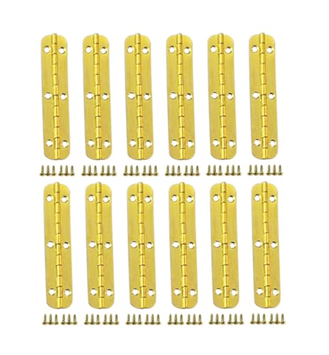 QCAA Solid Brass 180 Degrees Small Piano Hinge Wooden Jewery Box Hinge, for Cabinet Closet, 2.36" x 0.5", Vibrated Brass, 12 Pack, Made in Taiwan - color: Vibrated Brass, size: 60mm - 12 Pack
