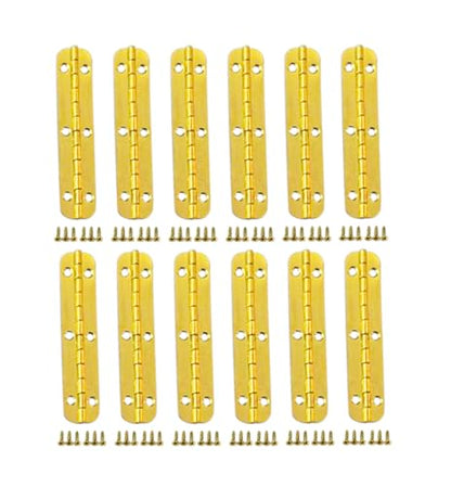 QCAA Solid Brass 180 Degrees Small Piano Hinge Wooden Jewery Box Hinge, for Cabinet Closet, 2.36" x 0.5", Vibrated Brass, 12 Pack, Made in Taiwan - color: Vibrated Brass, size: 60mm - 12 Pack