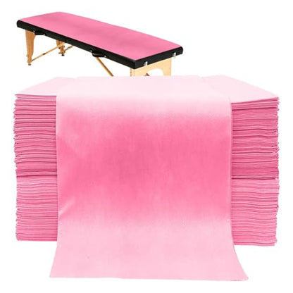100PCS Disposable Massage Table Sheets, Pink Spa Bed Covers for Esthetician, Spa, Waxing, Lash, Tattoo, Salon Table, 31.5" X 71" - color: pink