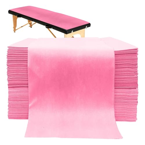 100PCS Disposable Massage Table Sheets, Pink Spa Bed Covers for Esthetician, Spa, Waxing, Lash, Tattoo, Salon Table, 31.5" X 71" - color: pink