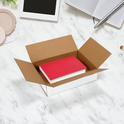 Shipping Boxes 8x6x2 Set of 25, White Corrugated Cardboard Box for Mailing Business Packaging - size: 8x6x2 Inches