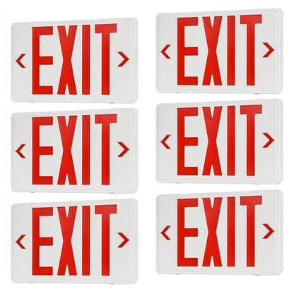 Universal Red Light LED Exit Sign OSHA Commercial, 6 Pack - color: White Housing+Red Letter, size: 6 Pack