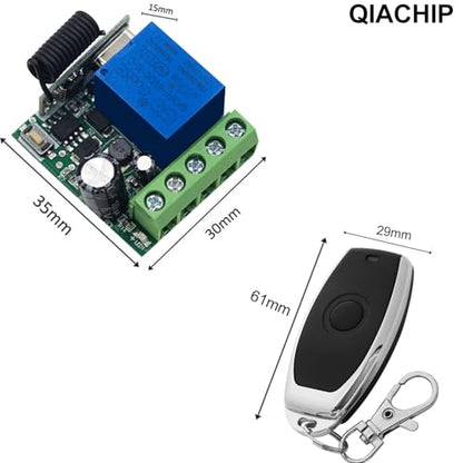 QIACHIP DC 5V 6V 9V 12V 24V 60V Wireless Remote Switch 433Mhz 1 Channel Relay Receiver Momentary Toggle with 4 Transmitter for Gate Door,LED,Car - style: 1 receiver+ 4 transmitters