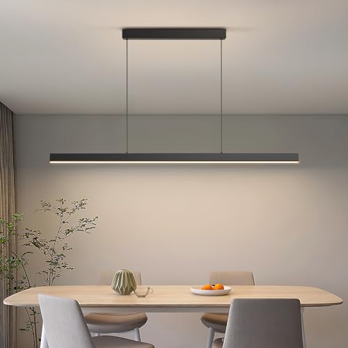 LED Linear Pendant Lights, 47in Island Lighting Fixture 3000k-6000K Dimmable, Chandelier Lamp for Kitchen Dining Room Pool Table Office Bar Garage Workbench - color: D, size: 47inch