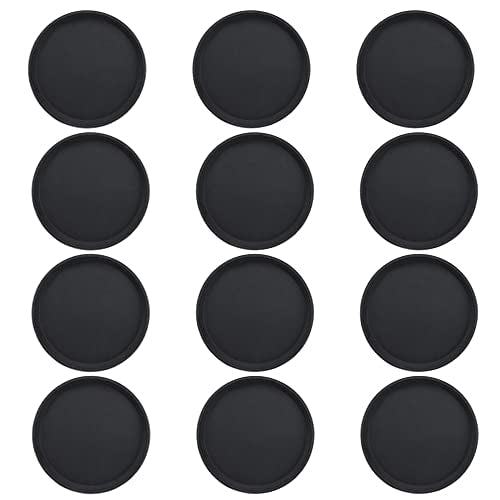 TrueCraftware- 16" Round Rubber Lined Non-Slip Tray Plastic Black Color Set of 12- Serving Tray Serving Coffee Appetizer Breakfast for Kitchen Café Hotel Restaurants - color: Set of 12, size: 16 Inch