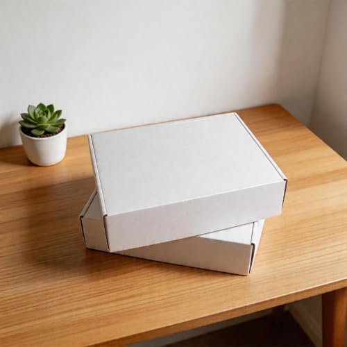 Fishat 12" x 9" x 3" White Corrugated Cardboard Shipping Boxes Set of 25 - size: 12" x 9" x 3"