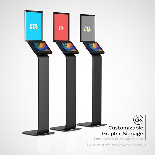 Premium Graphic Sign Floor Stand – CTA Premium Graphic Sign Floor Stand with Security Enclosure for iPad 10th Gen A16, iPad Air 11" M3 & M2, Pro 11" and More 9.7-11" Tablets - Black (PAD-PARFGRA) - color: Black, size: Graphic Sign, style: Key Lock Enclosu