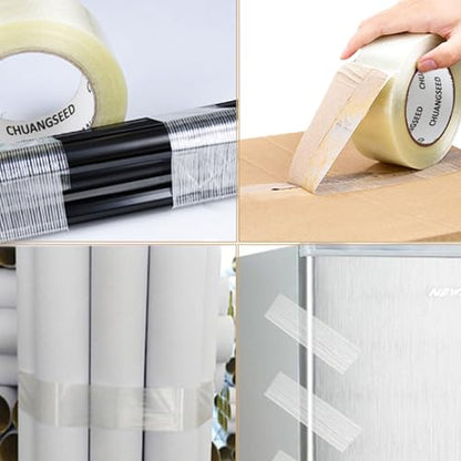 CHUANGSEED 3Pack Mono Filament Strapping Tape 6.2mil x 2Inch x 60yds Commodity Grade Heavy Duty Transparent Reinforced Fiberglass Tape - size: Mono 2" x 60y 3-Pack