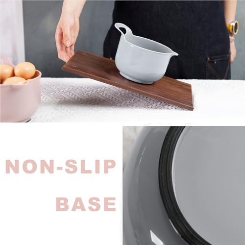 BoxedHome Nesting Plastic Mixing Bowl Set with Pour Spouts and Handles - Non Slip Bottom, BPA free Microwave & Dishwasher Safe(Khaki Pink, 4 Pack) - color: Khaki Pink