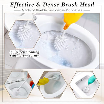 FoldTier 15 Sets Toilet Brush and Holder Bulk Set for Bathroom, White - color: White