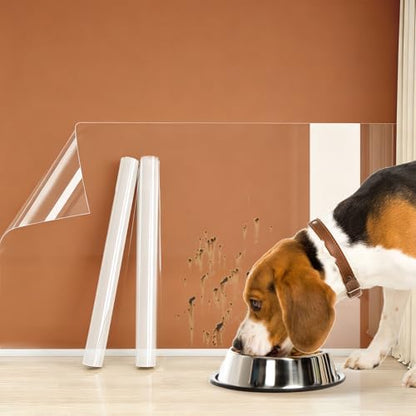 Clear Electrostatic Wall Protector, Static Protective Film, Adhesive-Free, No Residue Protection for Behind Trash Cans, Against Dog Scratches, Furniture, Doors, Splashes and Stains (15.78in*16.4ft) - size: 15.78in*16.4ft