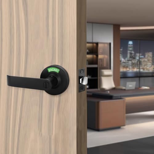 Malimali Vacant Occupied Bathroom Door Handle, Commercial Door Handle Locks - color: Matte Black