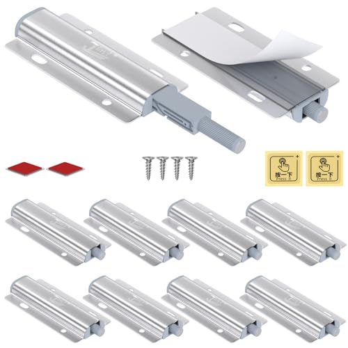 Metal Push Latches for Cabinets Jiayi 8 Pack Push to Open Door Latch Heavy Duty Touch Latches Kitchen Door Push Release Latch for Drawer Closure Push Catch Press Out Cabinet Hardware - color: Silver, size: 8 Pack