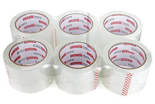 JIALAI HOME 3" Heavy Duty Packing Tape 6 Rolls, Total 360Y - 3 inch x 65 Yards, 2.4 mil Thick, Clear 3 Inch Wide Packaging Tape for Shipping, Mailing, Moving & Storage