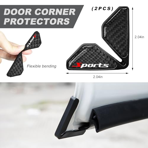 DXNQ 2 PCS Car Door Corner Protector Edge Guards, Real Carbon Fiber Anti-Collision Car Door Edge Protector, Self-Adhesive Decorative Auto Corner Protect, Vehicle Exterior Accessories (Black Sport) - color: Black Sport