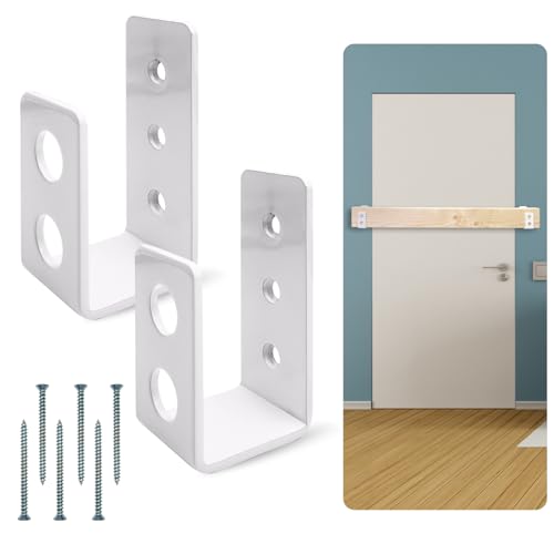SecurityMan Heavy Duty 2x4 Door Barricade Brackets - Kick Proof Up to 700lbs, Install in Minutes -(2pc) Thick 3.5mm Iron Metal U Bracket - Gate Bar Holder for Indoor/Outdoor Door Security Brace Bar - color: White, size: 2 Pack