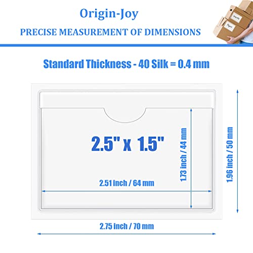 Origin-Joy 35 PCS Self Adhesive Index Card Pockets with Top Open, Clear Plastic Label Holder for Cards of Note, Library and Business, Adhesive Label Pockets & Card Holder (2.5 x 1.5 inch) - size: 2.5 x 1.5 inch, style: Horizontal