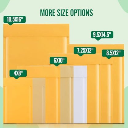 Fuxury Kraft Bubble Mailers 4x8" 100 Pack Small Padded Envelopes Usable 4x7 - color: Yellow, size: 4x8" 100PC