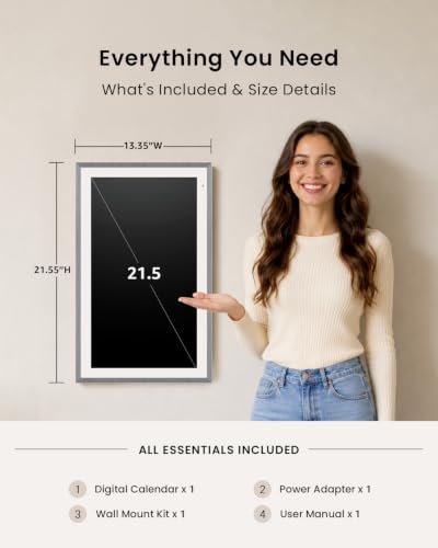Apolosign 21.5-inch Digital Calendar, No-Subscription, Smart Wall Planner with Calendar Sync, Chore Chart, Meal, Apps & Dashboard, Electronic Touchscreen Display for Family Schedules, Dual Mode (Gray) - color: Gray