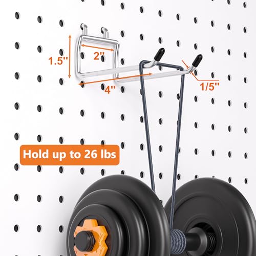 FRIMOONY Heavy Duty Pegboard Hooks 30 Pack, 4 Inch Long, Fitting 1/4 Inch Pegboard Holes, Silver Metal Garage Workshop Shed Organizer - style: 30Pack