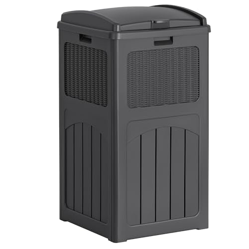 Flamaker 30 Gallon Trash Can, Resin Outdoor Garbage Can with Lid - color: Gray, size: 1 Pack