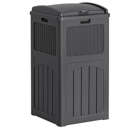 Flamaker 30 Gallon Trash Can, Resin Outdoor Garbage Can with Lid - color: Gray, size: 1 Pack
