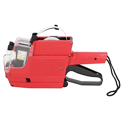 Walfront MX-6600 Tagging Gun Attacher Gun Kit for Retail Standard Price Tag Guntagging Gun with 2 Lines 10 Digits Display (Red)