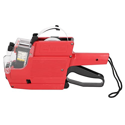 Walfront MX-6600 Tagging Gun Attacher Gun Kit for Retail Standard Price Tag Guntagging Gun with 2 Lines 10 Digits Display (Red)