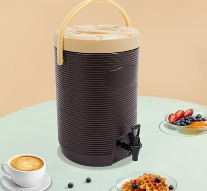 Stainless Steel Beverage Dispenser Insulated Container with Faucet Cooler with Drink Dispensers Cold and Hot Drink Dispenser for Milk Tea, Juice, Coffee 4.49 Gal Capacity (Brown) - color: Brown, size: 17L