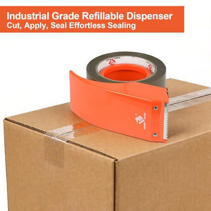 BOMEI PACK Heavy Duty Brown Packing Tape with Dispenser, 1 Roll