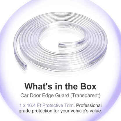 Car Door Edge Guard, 16.4 Ft U-shaped Scratch-resistant Protection Strip, Non-slip Flexible Cushioning Trim for Door Hood Trunk, DIY Cuttable Accessory for Cars Trucks SUVs (Transparent)