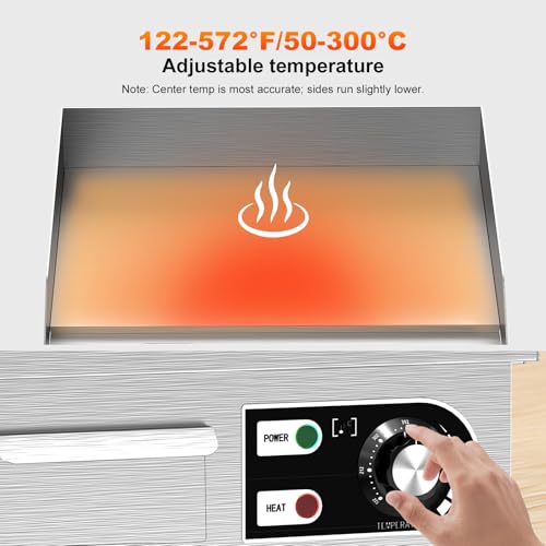 14’’ Commercial Electric Griddle - Electric Cast Iron Griddle w/Stainless Steel Material and Non-Stick, 110V Commercial Griddle w/ 1/2" Thick Iron Cooking Plate for Indoor and Restaurant - size: 14 INCH