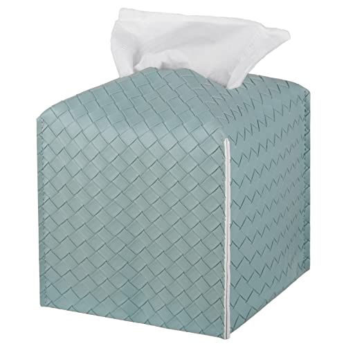 Tissue Box Cover Square Leather Facial Paper Holder, PowderBlue - color: Powderblue, size: square