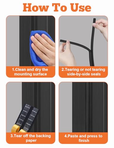 Weather Stripping Door Seal Strip,32.8 FT D Shaped Weatherstripping - color: Black, size: S (3/8"W × 1/4“T)