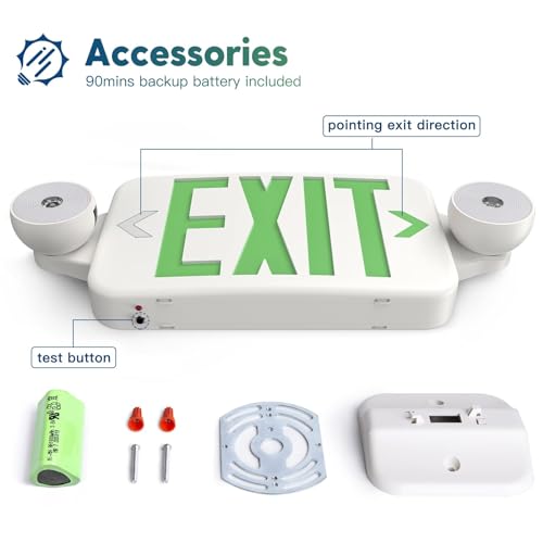 FREELICHT 6 Pack Green LED Exit Signs with Emergency Lights - color: Green