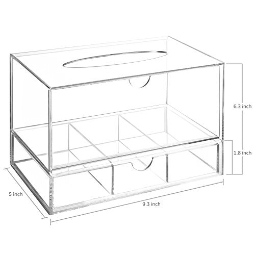 MyGift Clear Acrylic Tissue Dispenser Holder with Drawer Vanity Caddy - color: Clear