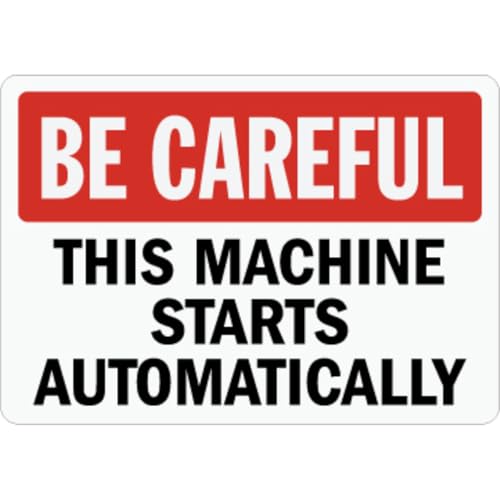 StickerJet Machine - This Machine Starts Automatically Signs 5Pc - 5" x 7" - color: Be Careful - Machine Starts Automatically, size: 5" x 7"