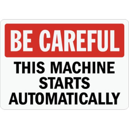 StickerJet Machine - This Machine Starts Automatically Signs 5Pc - 7" x 10" - color: Be Careful - Machine Starts Automatically, size: 7" x 10"