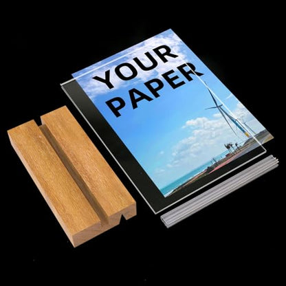 4x6 Inch Acrylic Sign Holder with Wooden Base, Desktop Display Stand (4x6 3Pack) - size: 4x6 3Pack